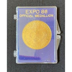 Official Medallion 1986 World Expo Vancouver BC Good Condition Some Wear VINTAGE